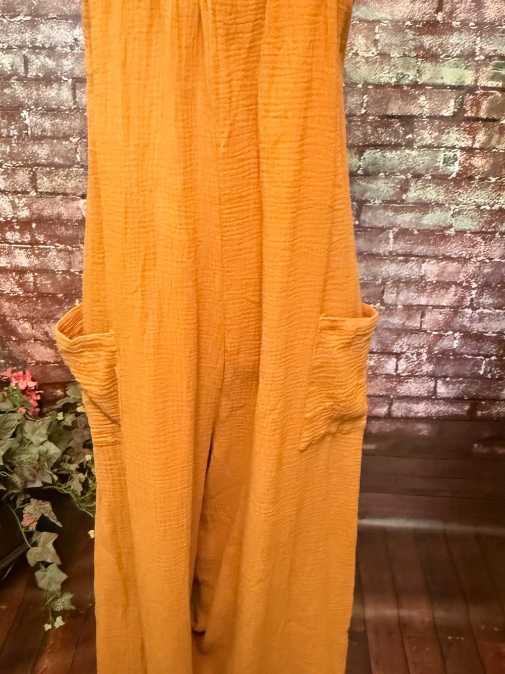 Ces Femme Rust-Orange Textured Wide-Leg Jumpsuit with Pockets